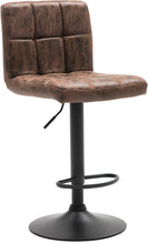 BTEXPERT Adjustable Industrial Metal upholstered Swivel Vintage Brown Rustic Dining Barstool Chair Set of 2, Back