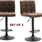 BTExpert Adjustable Industrial Metal Swivel Vintage Brown Rustic Dining Barstool Chair - Set of 2