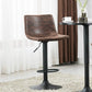 BTExpert Adjustable Metal Upholstered Swivel Vintage Brown Bar Counter Stool Back - Set of 2