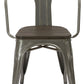 Industrial Gunmetal Rustic Distressed Restaurant Dining Arm Chairs - Set of 2