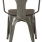 Industrial Gunmetal Rustic Distressed Restaurant Dining Arm Chairs - Set of 2