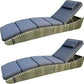BTExpert Outdoor Foldable Chaise Lounge Chair, Wicker Rattan Reclining Sun Bed with Adjustable Padded Backrest & Pillow, Grey - Set of 2