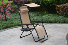 Outdoor Zero Gravity Chair Case Lounge Outdoor Patio Beach Yard Garden Canopy Sunshade Utility Tray Cup Holder Tan Beige Two Pack