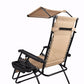 Outdoor Zero Gravity Chair with Canopy, Utility Tray & Cup Holder, Tan Beige, 2 - Pack