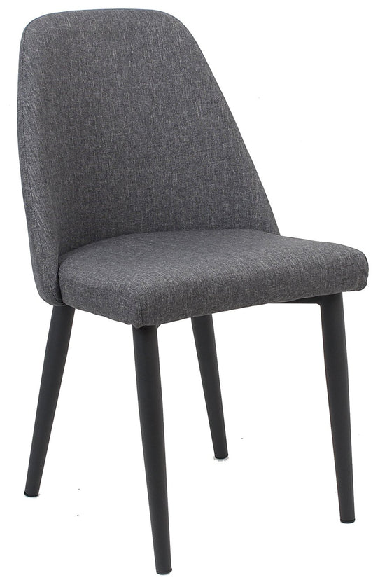 BTExpert Nuha Dining Chairs, Gray upholstery, Dark Metal Legs - Set of 2