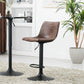 BTExpert Adjustable Metal Upholstered Swivel Vintage Brown Bar Counter Stool Back - Set of 2