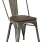Industrial Antique Gunmetal Rustic Distress Dining Cafe Metal Side Chairs - Set of 2