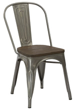 Industrial Antique Gunmetal Rustic Distress Dining Cafe Metal Side Chairs, Set of 2