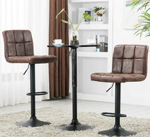 BTEXPERT Adjustable Industrial Metal upholstered Swivel Vintage Brown Rustic Dining Barstool Chair Set of 2, Back