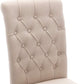 BTExpert Tufted High Back Upholstered Dining Chairs, Solid Wood, Nail Trim, Beige Linen
