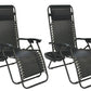 Improved Zero gravity Chair Outdoor lounge patio Cup tray Black 2 pack case set