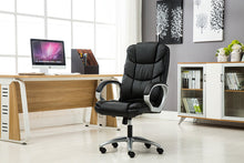 Adjustable Tilt High Back Swivel Leather Executive Chair, Black