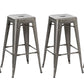 Steel Stackable Industrial Distressed Gunmetal Steel BarStool - Set of 2