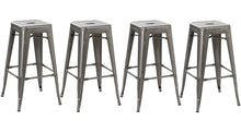 Steel Stackable Industrial Distressed Gunmetal Steel BarStool (set of 2)
