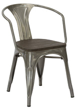 Industrial Gunmetal Rustic Distressed Restaurant Dining Arm Chairs, Set of 2