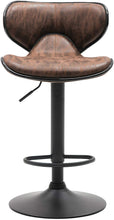 TWO Adjustable Metal upholstered Swivel Vintage Brown Kitchen Dining Bar Counter Stool Chair barstools