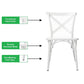 BTExpert White Cross Back Metal Industrial Modern Vintage Farmhouse Dining Chair - Set of 2