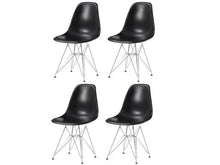 Eiffel Chrome Wire Legs Dining Side Chair Black DSR Set of 2