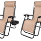 Zero gravity Chair Outdoor lounge patio beach Cup tray Tan Beige Two 2 pcs case
