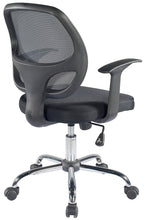 Ergonomic Mid back Office Chair Chrome base, Lumbar Arm Black padded Mesh Chair