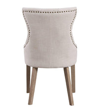 BTExpert High Back Tufted Parsons Dining Room Set of Chairs  Nail Trim Linen Beige