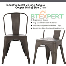BTExpert Metal Distressed Rustic Chic Indoor Outdoor Stackable Bistro Cafe Dining Side Chairs Set of 4