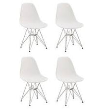 Chromed Wire Legs Dining Side armless Lounge Chair White DSR Set of 4