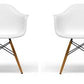 Eiffel Natural Wood Dowell Legs Lounge Arm Chair White Set of 2 - Two