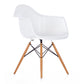 Eiffel Natural Wood Dowell Legs Lounge Arm Chair White Set of 2 - Two