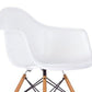 Eiffel Natural Wood Dowell Legs Lounge Arm Chair White Set of 2 - Two