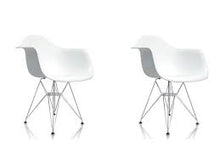 Eiffel Chrome Wire Dowell Legs Dining ArmChair White DAR Set of 2