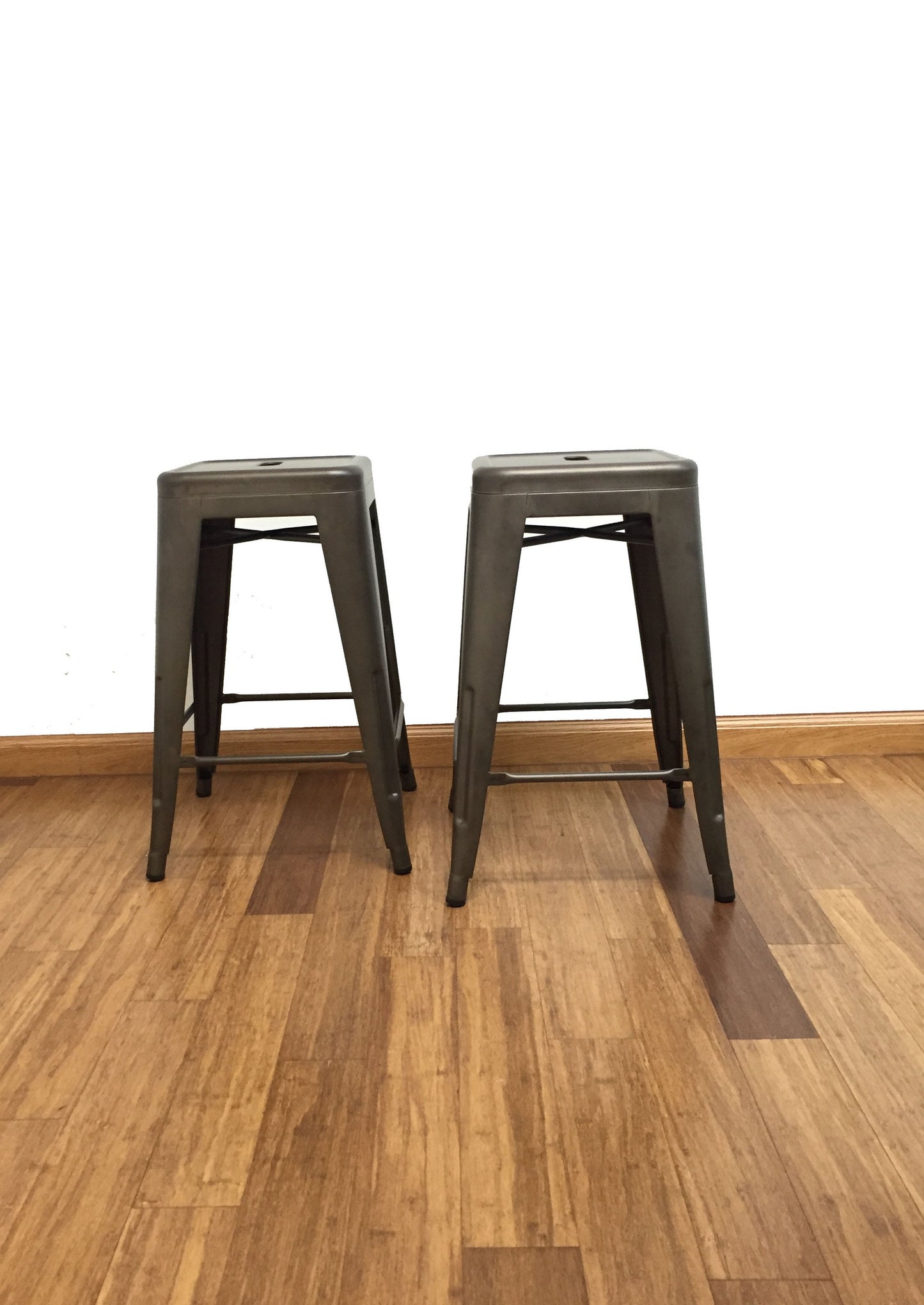 24" Industrial Antique Rustic Distressed Metal Barstools - 2 Pack