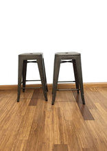 24" Industrial Antique Rustic Distressed Metal Barstools 2 pack