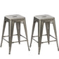 BTExpert 24" Industrial Antique Clear Brush Distressed Metal BarStools - Set of 2