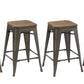 BTExpert 24" Metal Vintage Rustic Distressed BarStool Handmade Wood top - Set of 4