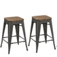 BTExpert 24" Metal Vintage Antique Gunmetal Counter Bar Stool Handmade Wood top - Set of 4