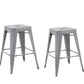 Silver 24" Industrial Stackable Metal Vintage Counter BarStool Silver - Set of 4