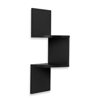 Black Finish Wall Corner Zig Zag Wallmount Wall Shelf decor