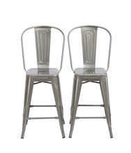 30" Industrial Clear Metal Antique Rustic counter Bar Stool Chair High Back Set of 2