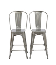 24" Clear Metal Antique Rustic Counter height Bar Stool Chair High Back Set of 2