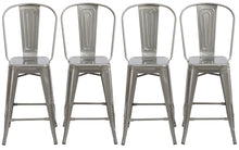 24" Clear Metal Antique Rustic Counter height Bar Stool Chair High Back Set of 4