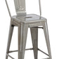 24" Clear Metal Antique Rustic Counter height Bar Stool Chair High Back - Set of 2