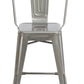 24" Clear Metal Antique Rustic Counter height Bar Stool Chair High Back - Set of 2