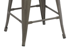 24" Metal Antique Rustic Counter height Bar Stool Chair High Back Wood seat Set of 2