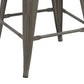 24" Metal Antique Rustic Counter height Bar Stool Chair High Back Wood seat - Set of 4