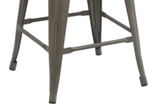 24" Metal Antique Rustic Counter height Bar Stool Chair High Back Wood seat Set of 4