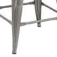 24" Clear Metal Antique Counter height Bar Stool Chair High Back Wood seat - Set of 2