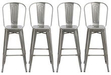 30" Industrial Clear Metal Antique Rustic height Bar Stool Chair High Back Set of 4