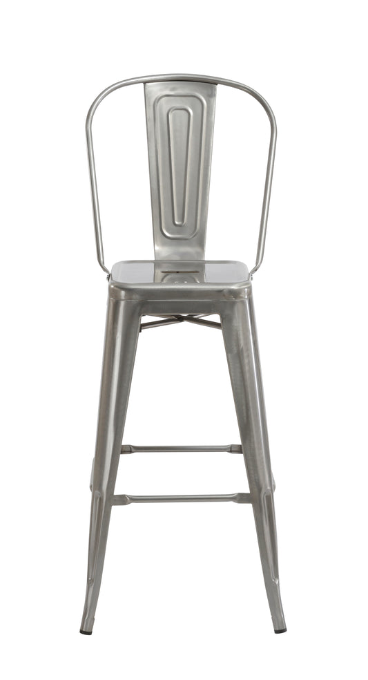 BTExpert 30" Industrial Clear Metal Antique Rustic counter Bar Stool Chair High Back - Set of 2