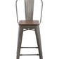 BTExpert 30" Metal Antique Rustic Counter height Bar Stool Chair High Back Wood seat - Set of 4